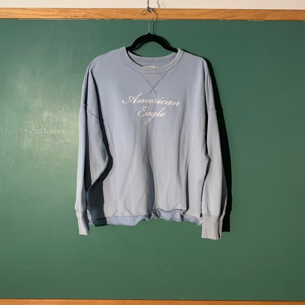 American Eagle Oversized Crewneck Sweatshirt Light Blue Womens Large Vintage